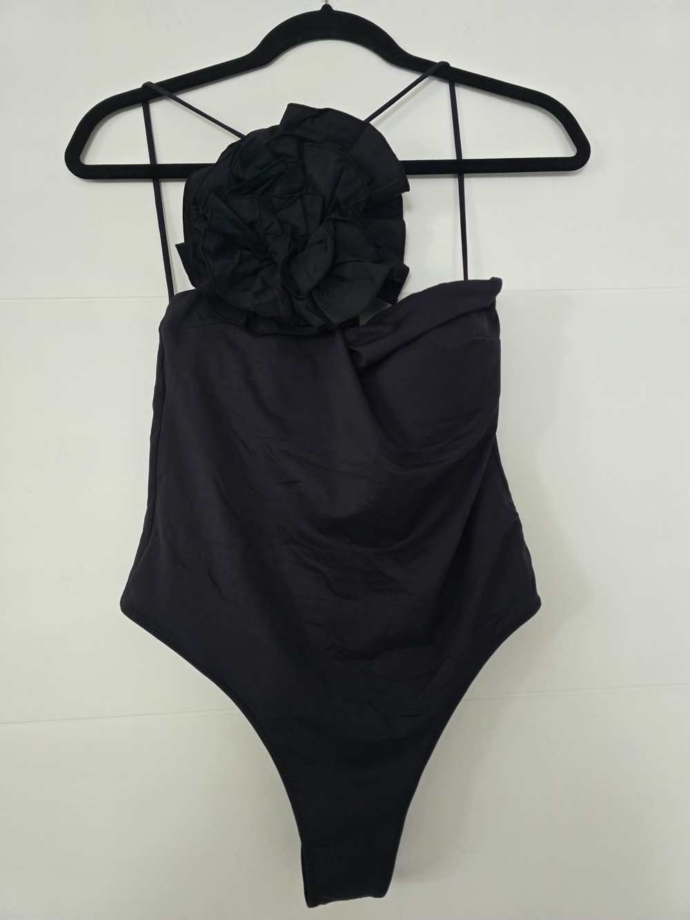 Zara Black 3D Flower One Piece Swimsuit Bathing Suit  Size XL